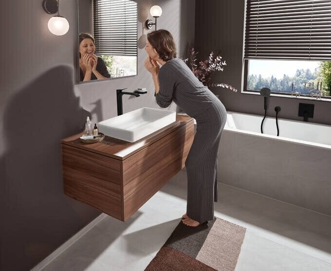 Praustuvo maišytuvas su pop-up Hansgrohe Vivenis 250, matinis juodas kaina ir informacija | Vandens maišytuvai | pigu.lt