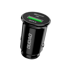 Dudao fast car charger with USB ports QC3.0 + Type C PD black + USB-C cable - Lightning 18W kaina ir informacija | Krovikliai telefonams | pigu.lt