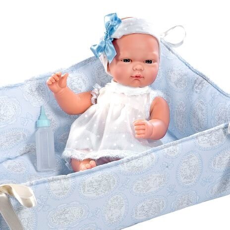 Lėlė kūdikėlis Oli su melsva lovyte, 30 cm kaina ir informacija | Žaislai mergaitėms | pigu.lt