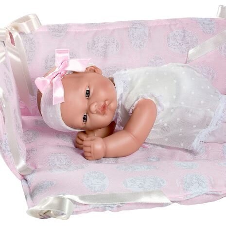 Lėlė kūdikėlis Oli su rausva lovyte, 30 cm kaina ir informacija | Žaislai mergaitėms | pigu.lt