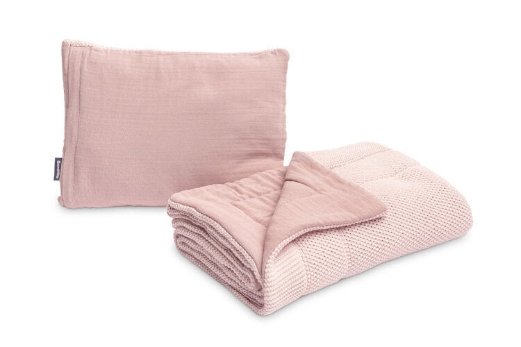 Megztas pagalvės ir antklodės rinkinys Sillo, rožinis kaina ir informacija | Patalynė kūdikiams, vaikams | pigu.lt