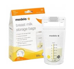 Пакеты для грудного молока Medela, 25 шт. цена и информация | Детская посуда, контейнеры для молока и еды | pigu.lt