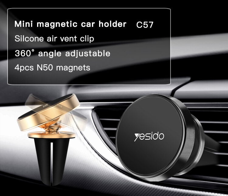 Yesido Magnetic Air Vent magnetinis laikiklis auksinis (Gold) kaina ir informacija | Telefono laikikliai | pigu.lt