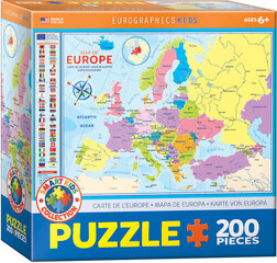 Пазл Eurographics, 6200-5374, Map of Europe, 200 шт. цена и информация | Пазлы | pigu.lt