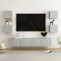 Televizoriaus spintelių komplektas, 6 dalių, betono pilkas, mdp kaina ir informacija | TV staliukai | pigu.lt