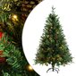 Kalėdų eglutė su LED/kankorėžiais, žalia, 120cm, PVC ir PE kaina ir informacija | Kalėdinės dekoracijos | pigu.lt