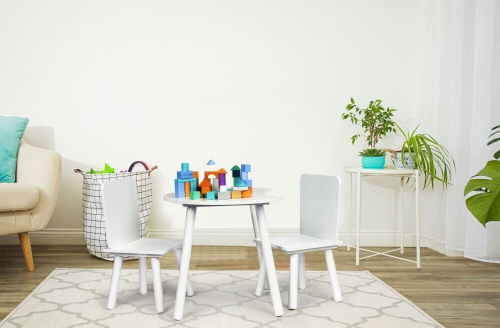 Vaikiškas staliuko ir kėdžių komplektas Ecotoys, baltas цена и информация | Vaikiškos kėdutės ir staliukai | pigu.lt