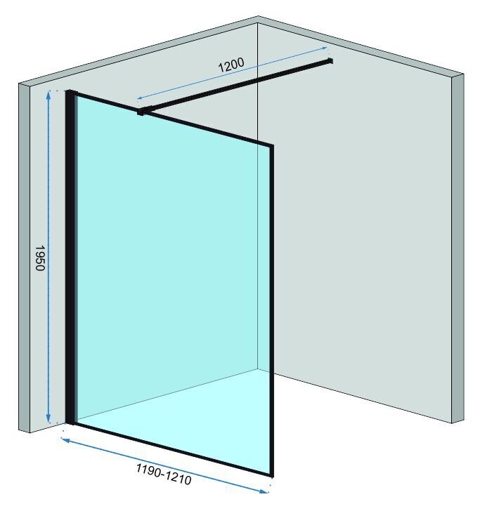 Dušo sienelė REA Bler Evo su lentynėle/kabykla, Black Mat, 70, 80, 90, 100, 110, 120 x195cm kaina ir informacija | Dušo durys ir sienelės | pigu.lt