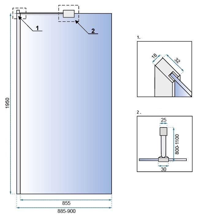 Dušo sienelė REA Aero N Evo su lentynėle/kabykla, 80,90,100,110,120 x195cm kaina ir informacija | Dušo durys ir sienelės | pigu.lt