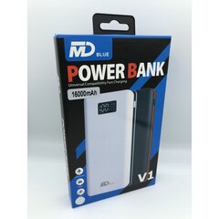 Power Bank išorinė baterija MD blue 16000mAh su LED ekranu, baltas цена и информация | Зарядные устройства Power bank | pigu.lt