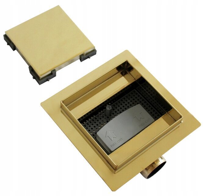 Kvadratinis dušo latakas Mexen Flat 12x12, 15x15 cm, Gold kaina ir informacija | Dušo latakai | pigu.lt