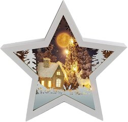 Šviečianti Kalėdų puošmena 3D žvaigždė baltame rėmelyje "Žiemos naktis", 52291 kaina ir informacija | Kalėdinės dekoracijos | pigu.lt