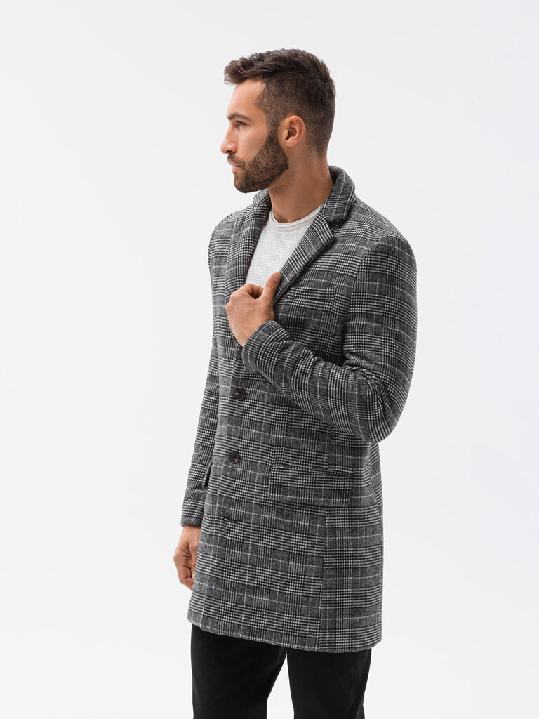 Klasikinis vyriškas paltas Ombre C499, juodos spalvos kaina ir informacija | Vyriški paltai  | pigu.lt
