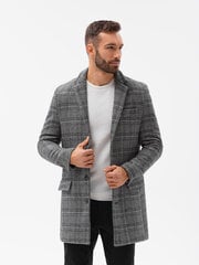 Классическое мужское пальто Ombre C499 в клетку черного цвета цена и информация | Мужские пальто | pigu.lt
