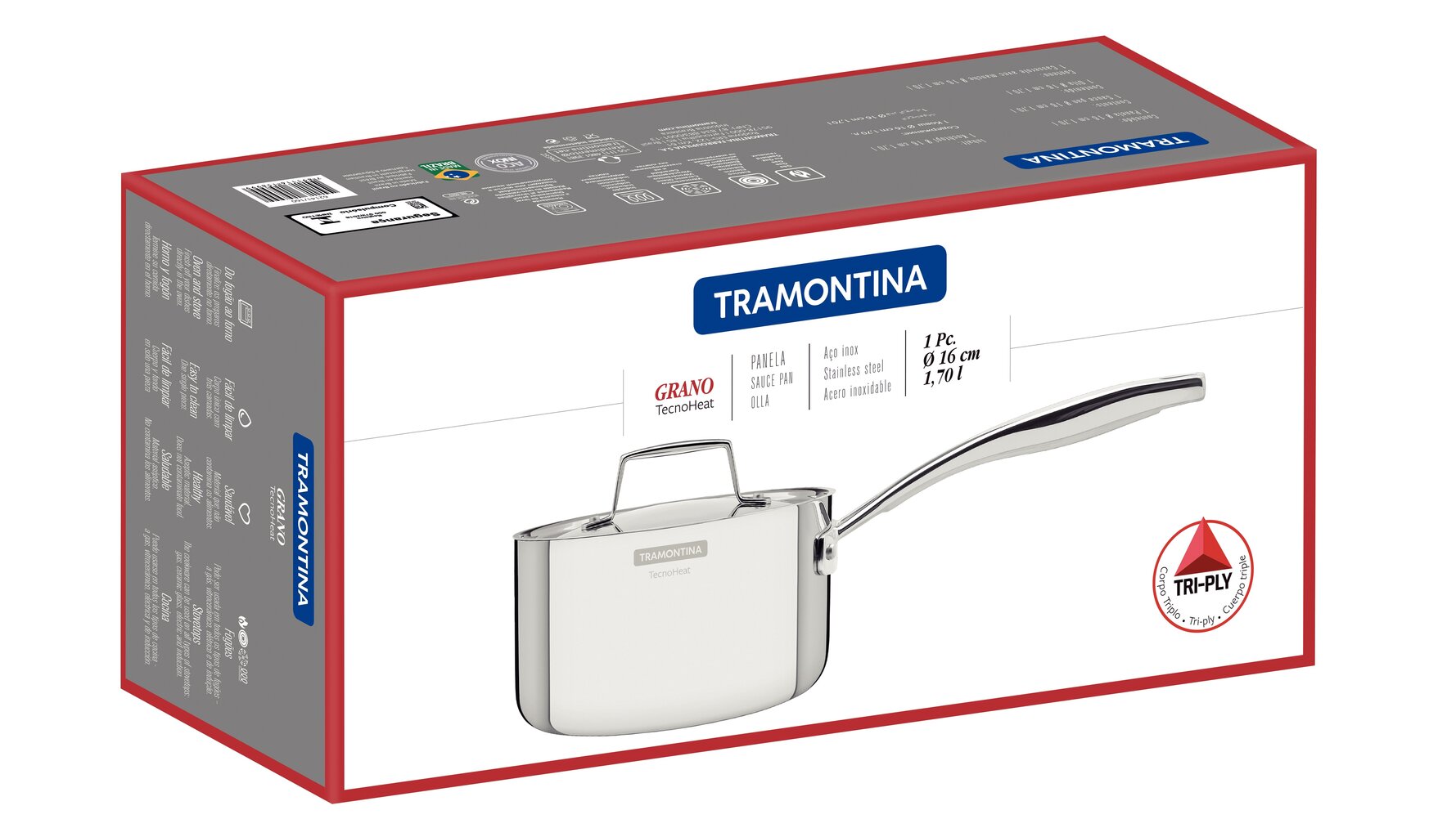 Tramontina GRANO padažo keptuvė, 16 cm (1.7l) kaina ir informacija | Puodai, greitpuodžiai | pigu.lt