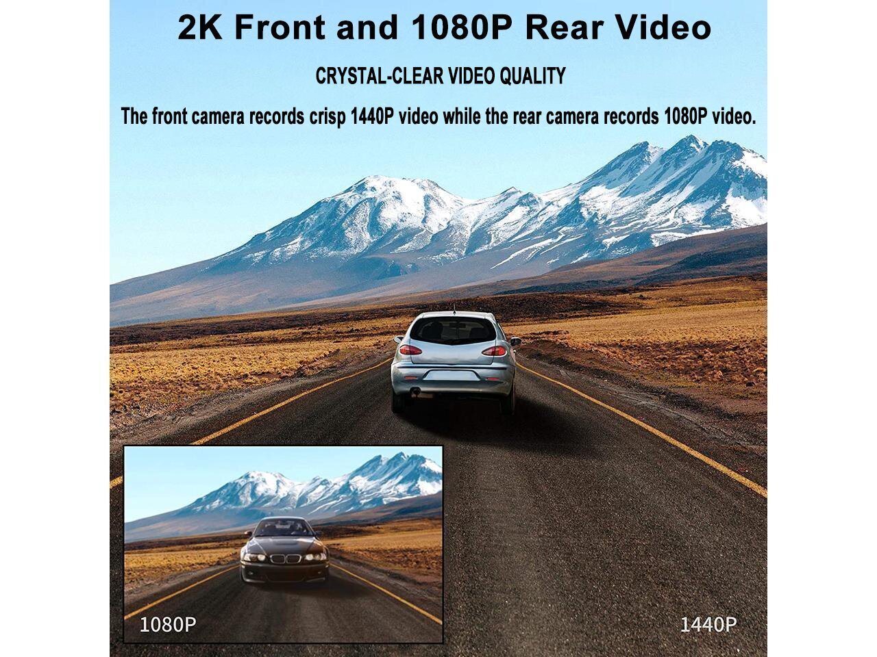 Vaizdo registratorius 360 G500H 2K priekinė kamera + atbulinės eigos kamera 1440p, GPS цена и информация | Vaizdo registratoriai | pigu.lt