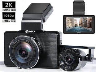 Vaizdo registratorius 360 G500H 2K priekinė kamera + atbulinės eigos kamera 1440p, GPS kaina ir informacija | Vaizdo registratoriai | pigu.lt