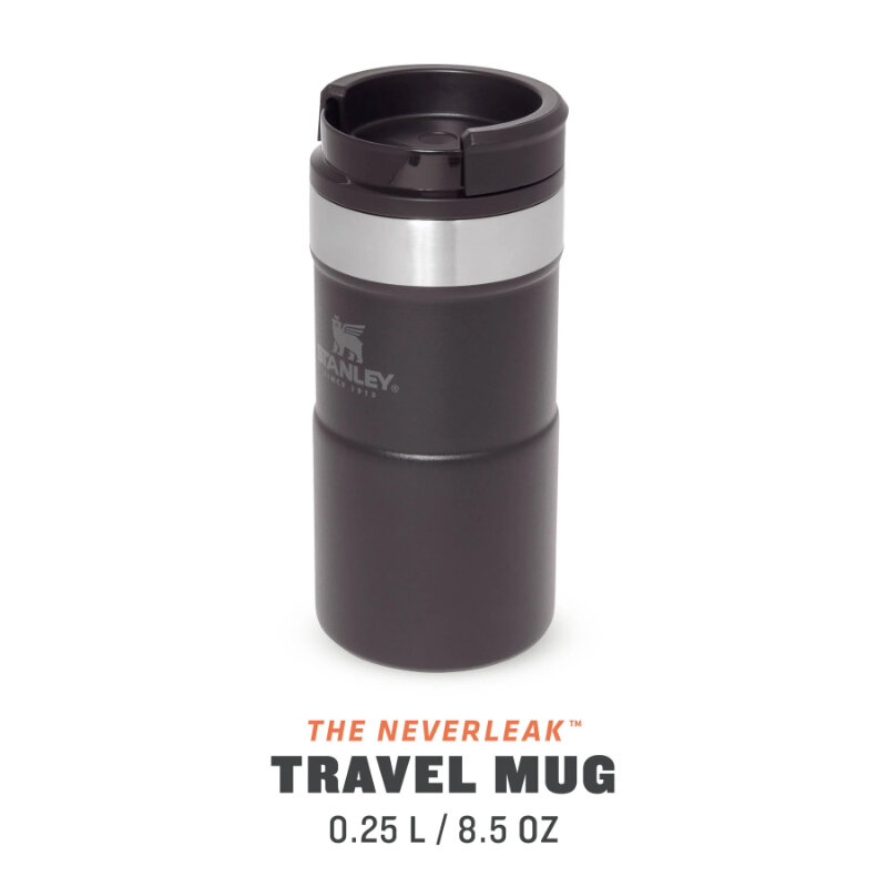 Termo puodelis The NeverLeak Travel Mug, 0,25 L, matinės juodos spalvos цена и информация | Termosai, termopuodeliai | pigu.lt