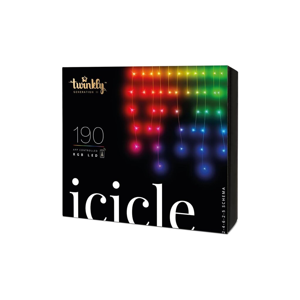 TWINKLY Icicle 190 (TWI190STP-TEU) Intelligent LED Lights 190 LED RGB 5x0,7 m цена и информация | Girliandos | pigu.lt