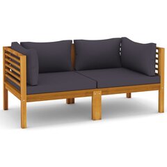 Dvivietė sodo sofa su pagalvėlėmis, ruda цена и информация | Садовые стулья, кресла, пуфы | pigu.lt