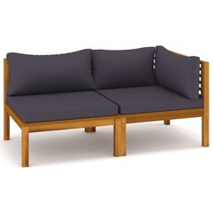 vidaXL Sofos komplektas su pilkomis pagalvėmis, 2 dalių kaina ir informacija | Lauko kėdės, foteliai, pufai | pigu.lt