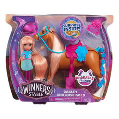 Lėlė su arkliu Oakley & Rose, Winners Stable, Gold, 53176 kaina ir informacija | Žaislai mergaitėms | pigu.lt