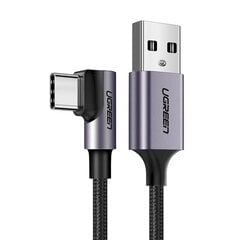 Угловой кабель USB-C UGREEN US284, 3А, 3 м (черный) цена и информация | Кабели для телефонов | pigu.lt