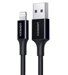 Кабель USB-Lightning UGREEN US155, MFi, 1 м (черный) цена и информация | Кабели для телефонов | pigu.lt