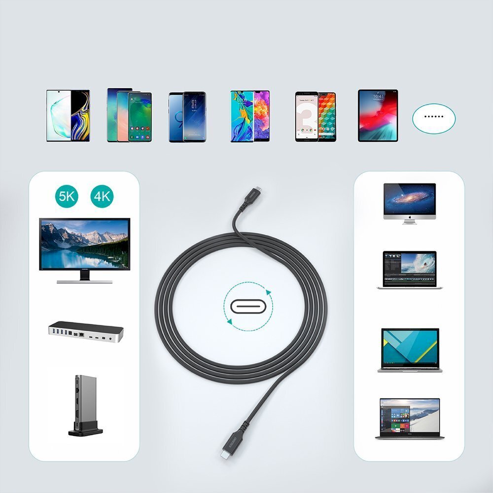 Choetech fast charging cable USB Type C - USB Type C 3.1 Gen 2 100W Power Delivery, 2 m kaina ir informacija | Laidai telefonams | pigu.lt