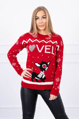 Kalėdinis megztinis moterims 21072, raudonas kaina ir informacija | Megztiniai moterims | pigu.lt