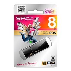 Silicon Power Blaze B05 8GB 3.0, Juodas kaina ir informacija | USB laikmenos | pigu.lt