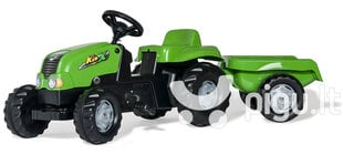 Педальный трактор с прицепом Rolly Toys rollyKid-X, зеленый цена и информация | Игрушки для мальчиков | pigu.lt