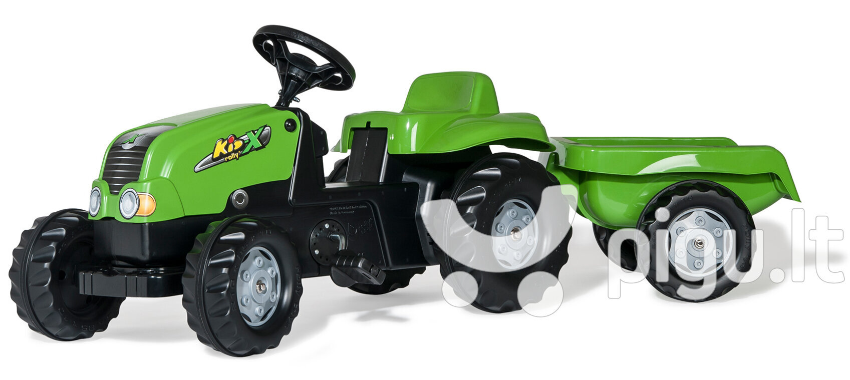 Minamas pedalais traktorius su priekaba Rolly Toys RollyKid-X, žalias kaina ir informacija | Žaislai berniukams | pigu.lt