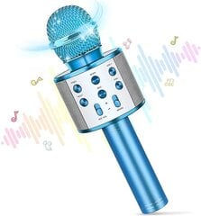 Karaokė mikrofonas - kolonėlė su balso keitimo efektais, mėlyna, WS-858 kaina ir informacija | Lavinamieji žaislai | pigu.lt