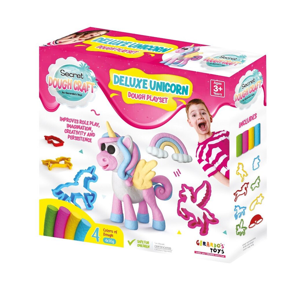 Plastilino rinkinys Dough Craft Deluxe Unicorn Dough Playset, 4x30g цена и информация | Lavinamieji žaislai | pigu.lt