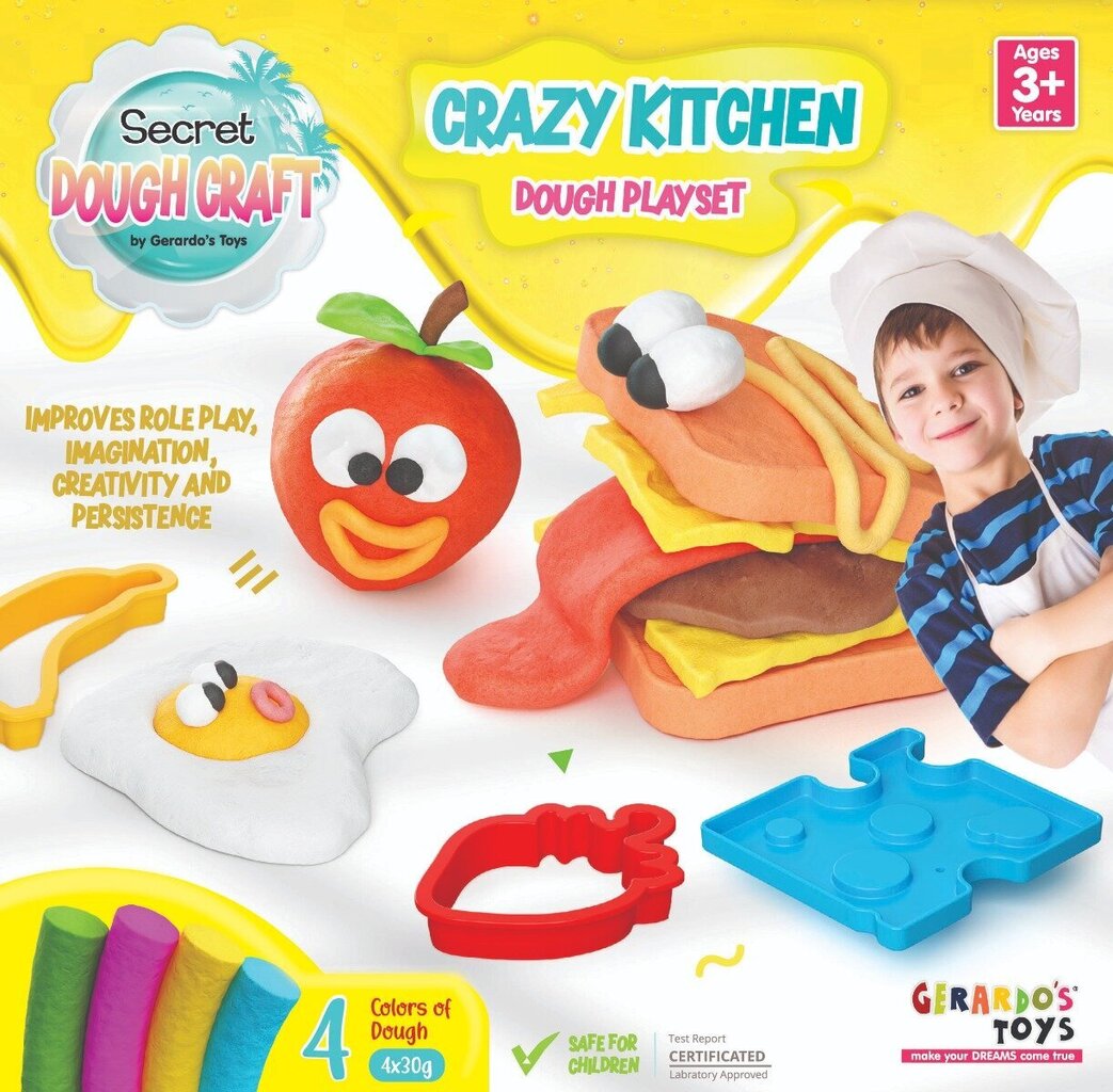 Plastilino rinkinys Dough Craft Crazy Kitchen Dough Playset, 4x30g цена и информация | Lavinamieji žaislai | pigu.lt