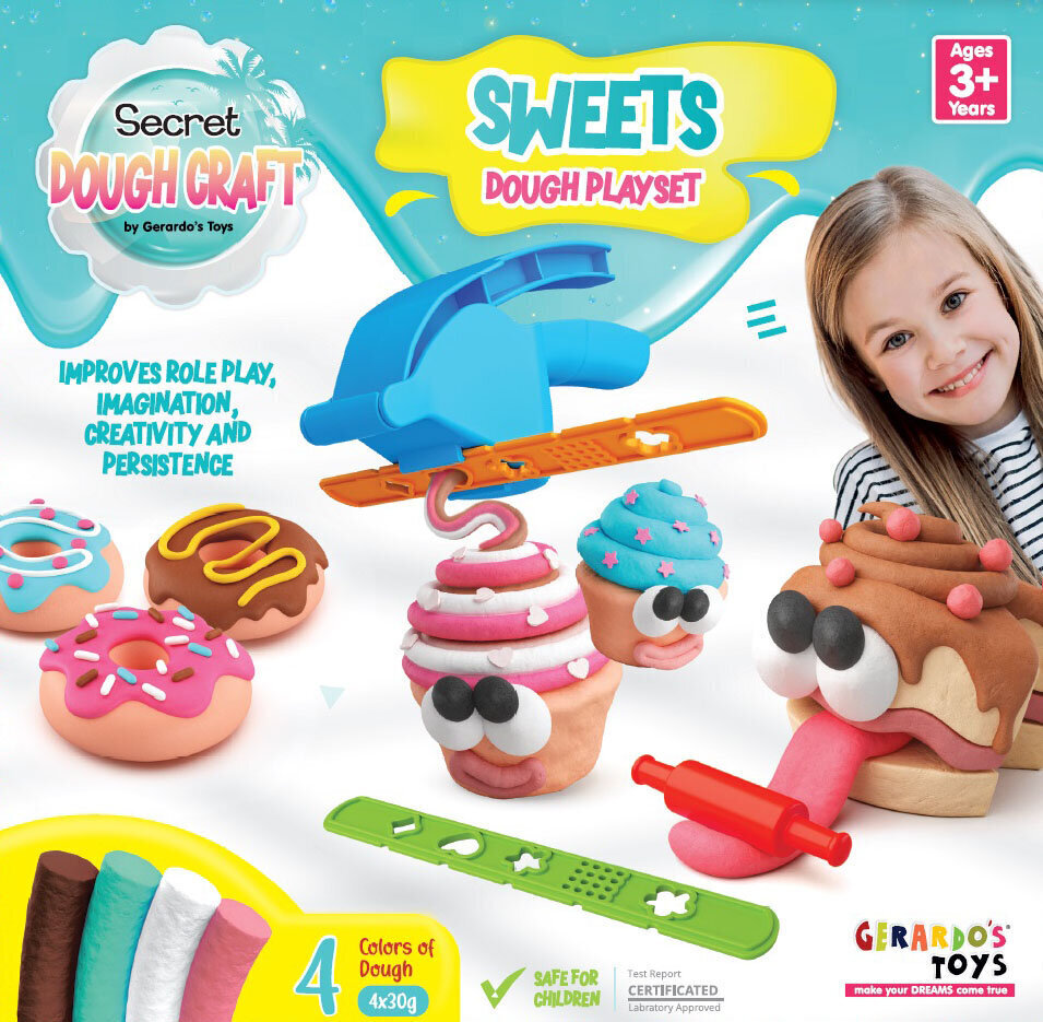 Plastilinas Dough Craft Sweets, 4x30g kaina ir informacija | Lavinamieji žaislai | pigu.lt