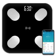 Body smart Bluetooth svarstyklės su telefono programa juodos spalvos kaina ir informacija | Svarstyklės (buitinės) | pigu.lt