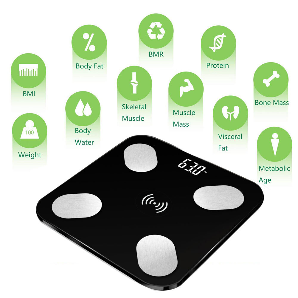 Body smart Bluetooth svarstyklės su telefono programa juodos spalvos цена и информация | Svarstyklės (buitinės) | pigu.lt