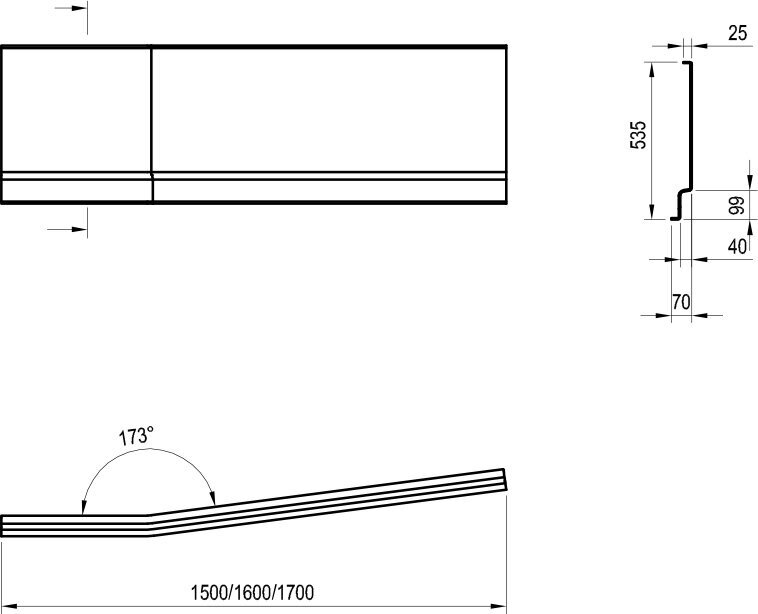 Apdailos plokštė BeHappy II 150-170 L/R, Ravak, Išmatavimai: 170 cm Pusė: Kairė, Išmatavimai: 170 cm Pusė: Kairė kaina ir informacija | Priedai vonioms, dušo kabinoms | pigu.lt