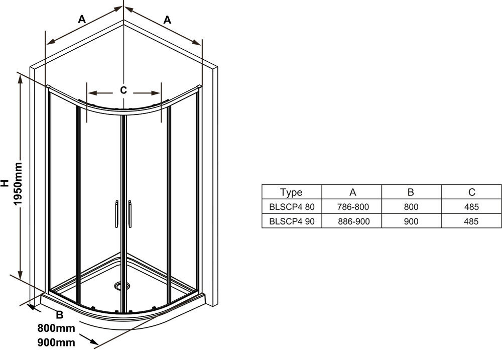 Blix Slim BLSCP4 dušo kabina, Ravak, Išmatavimai: 80x80 Stiklas: Transparent, Išmatavimai: 80x80 Stiklas: Transparent kaina ir informacija | Dušo kabinos | pigu.lt
