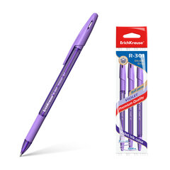 Ручка шариковая ErichKrause R-301 Violet Stick&Grip 0.7мм, цвет чернил фиолетовый (в пакете по 3 шт.) цена и информация | Письменные принадлежности | pigu.lt