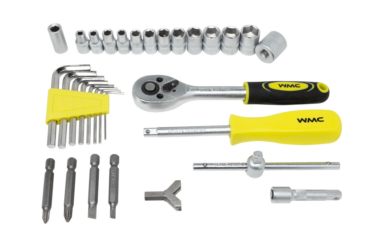 Įrankių rinkinys, 130 dalių, 1/4, WMC Tools kaina ir informacija | Mechaniniai įrankiai | pigu.lt