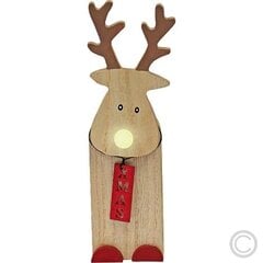 Šviečiantis kalėdinis dekoras Medinis elnias su šviečiančia nosimi, su 6 valandos laikmačiu, 524659 (20,0 cm) kaina ir informacija | Kalėdinės dekoracijos | pigu.lt