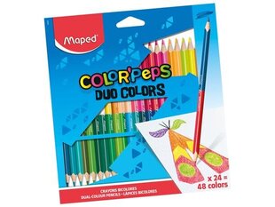 Dvipusiai spalvoti pieštukai ColorPeps Duo Maped, 24vnt цена и информация | Принадлежности для рисования, лепки | pigu.lt