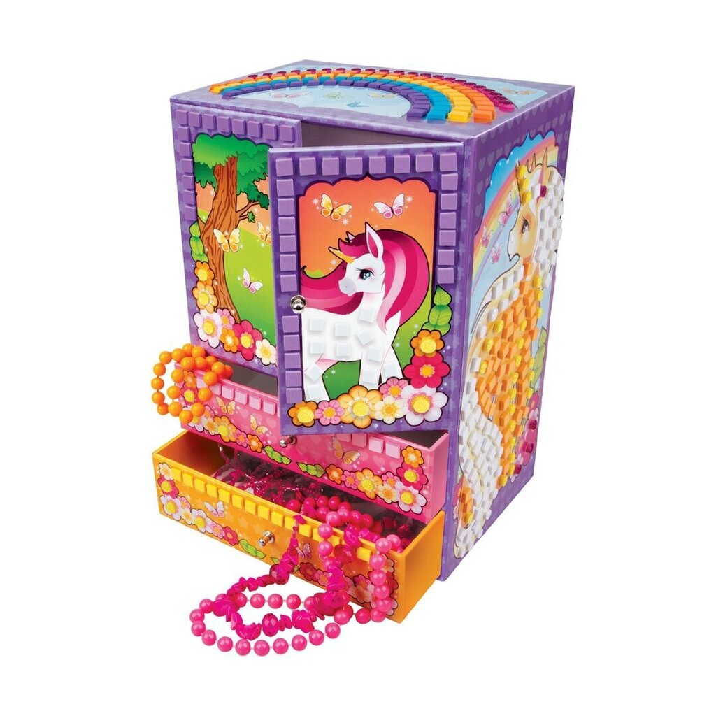 Papuošalų dėžutė - mozaikos rankdarbis Vienaragis цена и информация | Lavinamieji žaislai | pigu.lt
