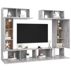 Televizoriaus spintelių komplektas, 6 dalių, betono pilkas, MDP kaina ir informacija | TV staliukai | pigu.lt