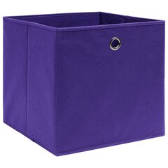 vidaXL Daiktadėžės, 4vnt., violetinės, 28x28x28cm, neaustinis audinys kaina ir informacija | Daiktadėžės | pigu.lt