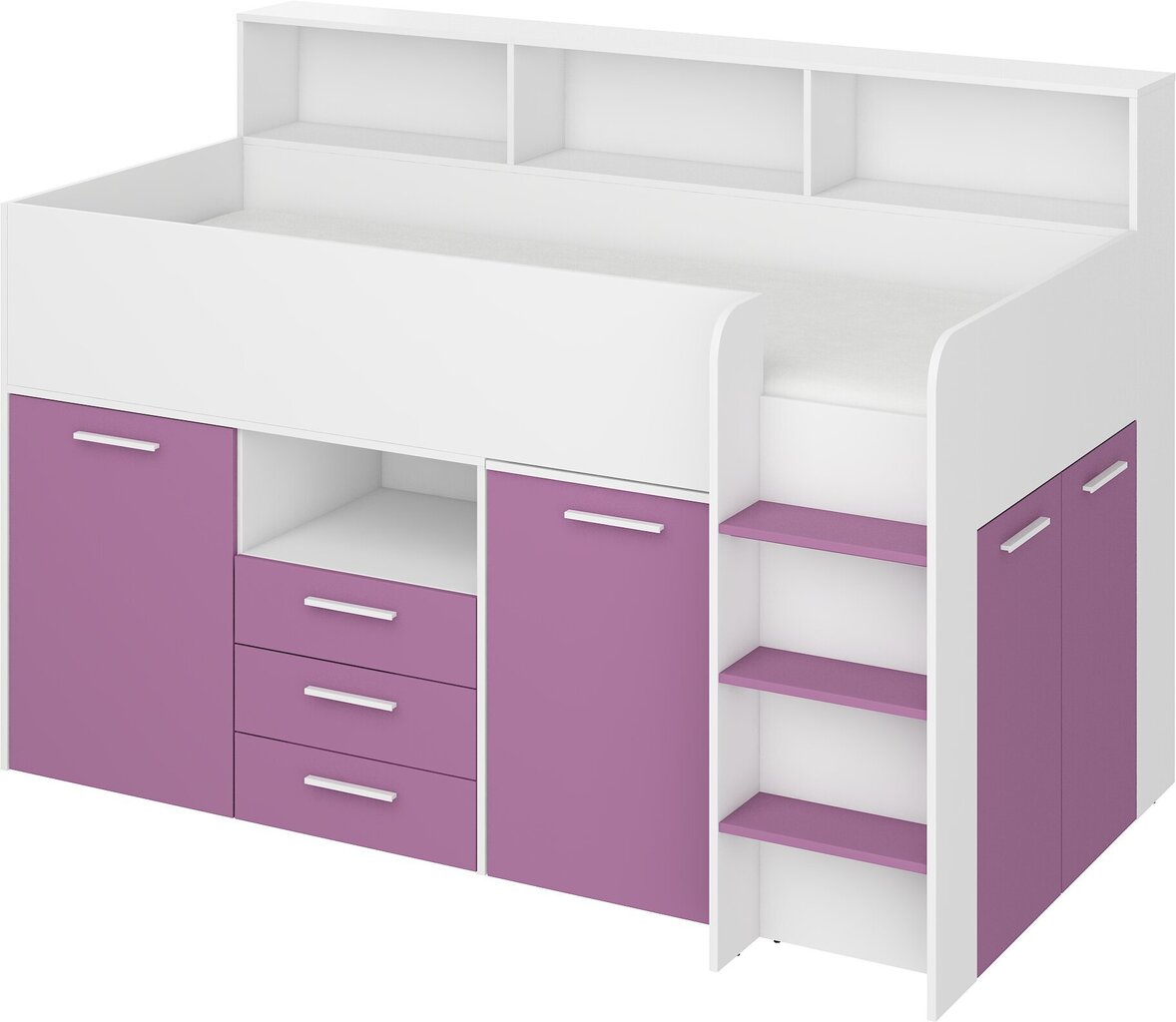 Lova su rašomuoju stalu Neo P, balta/violetinė цена и информация | Vaikiškos lovos | pigu.lt
