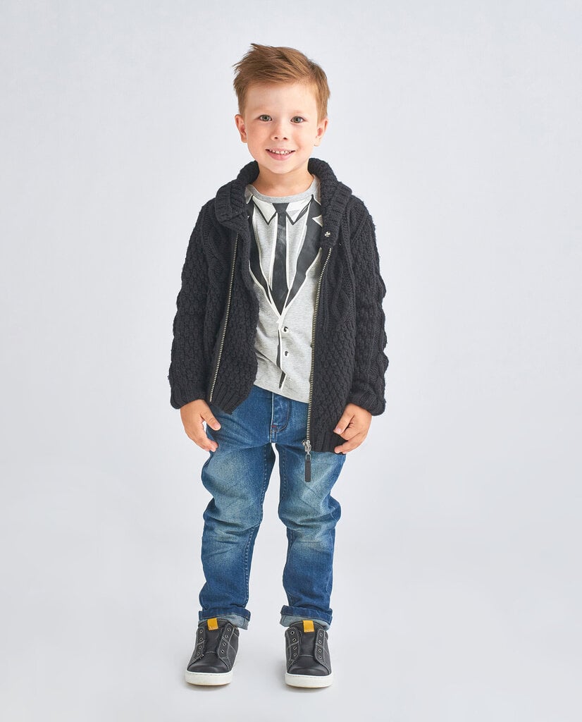 Gulliver juodas kardiganas berniukams su asimetriniu užsegimu kaina ir informacija | Megztiniai, bluzonai, švarkai berniukams | pigu.lt